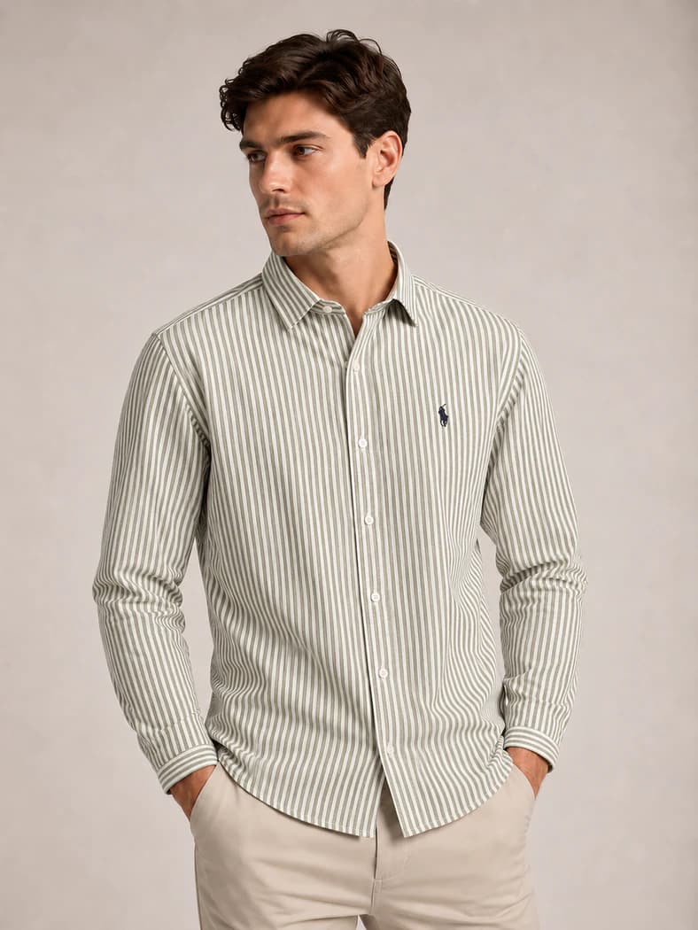 SHT78 Olive step Full Sleeve Shirt