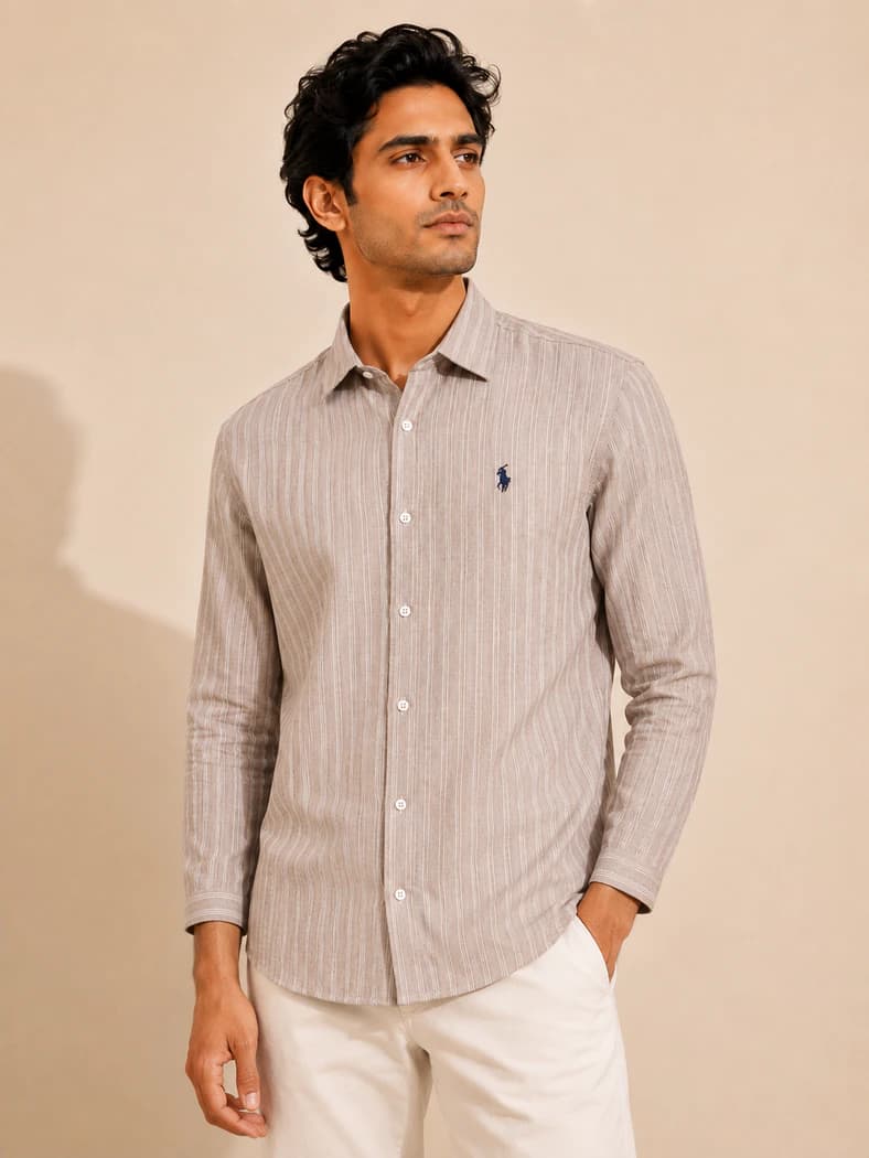 SHT79 Brown step Full Sleeve Shirt