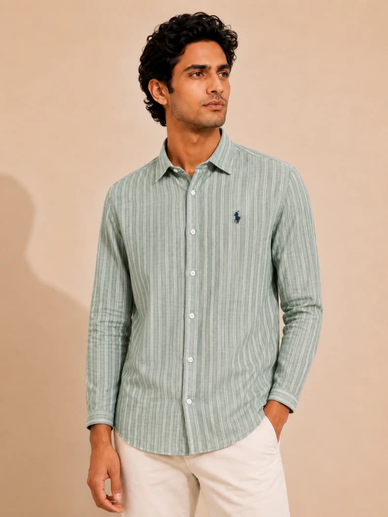 SHT79 Olive step Full Sleeve Shirt