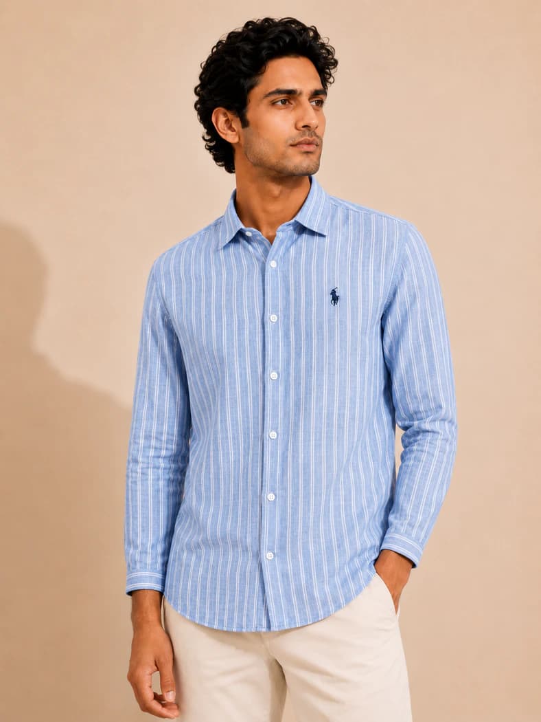 SHT79 Sky Blue step Full Sleeve Shirt